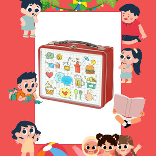 Colorful Doodle Soda Fries Lanch Box