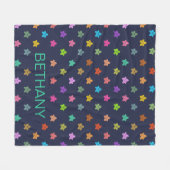 Colorful Doodle Stars Pattern on Blue Personalized Fleece Deken (Voorkant (Horizontaal))