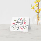 Colorful Doodles Merry Christmas Modern Script Kaart (Gele Bloem)