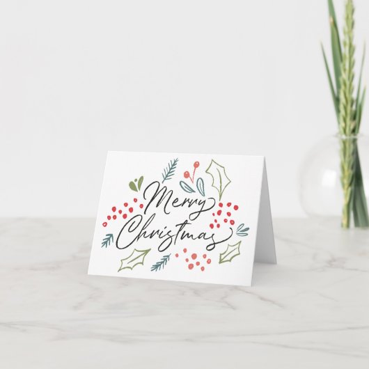 Colorful Doodles Merry Christmas Modern Script Kaart (Voorkant)