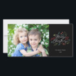 Colorful Doodles Merry kerstfoto Black Feestdagenkaart<br><div class="desc">Deze heldere en kleurrijke fotovakantiekaart is voorzien van onze illustratieve feestgebloeddderdheden en zegt "Vrolijk kerstfeest" in een modern penseelscript. Komt met een passend patroon op het omgekeerde voor een extra speciale kaart. Dit ontwerp maakt deel uit van een collectie.</div>