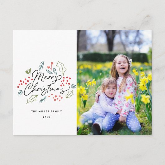 Colorful Doodles Merry-kerstfoto Feestdagenkaart (Voorkant)