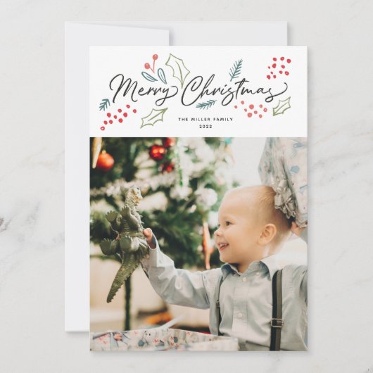 Colorful Doodles Merry-kerstfoto Feestdagenkaart (Voorkant)