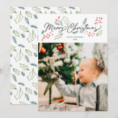Colorful Doodles Merry-kerstfoto Feestdagenkaart (Voorkant / Achterkant)