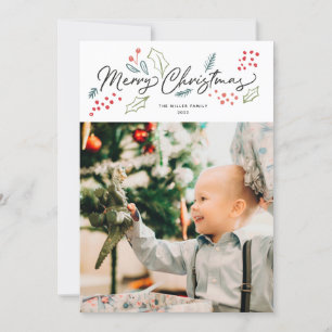 Colorful Doodles Merry-kerstfoto Feestdagenkaart