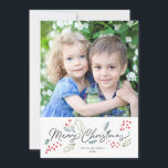 Colorful Doodles Merry-kerstfoto Feestdagenkaart<br><div class="desc">Deze heldere en kleurrijke fotovakantiekaart is voorzien van onze illustratieve feestgebloeddderdheden en zegt "Vrolijk kerstfeest" in een modern penseelscript. Komt met een passend patroon op het omgekeerde voor een extra speciale kaart. Dit ontwerp maakt deel uit van een collectie.</div>