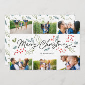 Colorful Doodles Merry Kerstmis 6 Multi-Photo Feestdagenkaart (Voorkant / Achterkant)