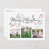 Colorful Doodles Merry Kerstmis Multi-Photo Feestdagenkaart (Voorkant / Achterkant)