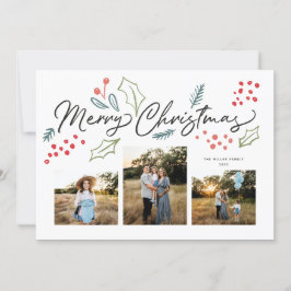 Colorful Doodles Merry Kerstmis Multi-Photo Feestdagenkaart