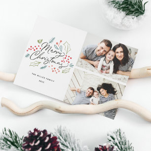 Colorful Doodles Merry Kerstry 2 Foto Feestdagenkaart