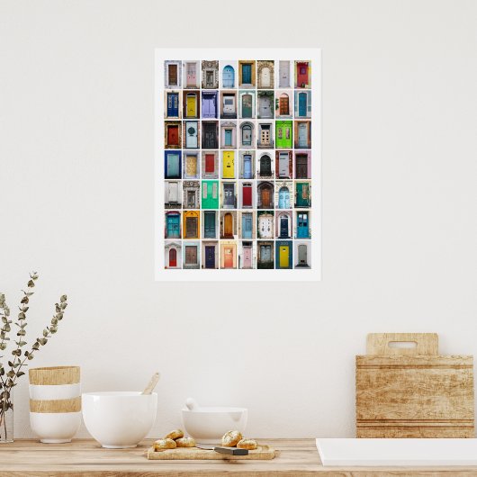Colorful Doors Collage Poster (Keuken)