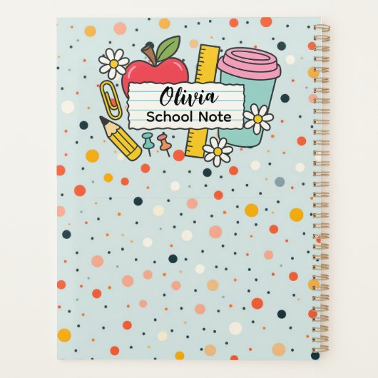 Colorful Dot Back to School Supplies  Planner (Achterkant)