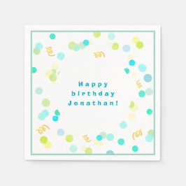 Colorful Dots Blue & Green Boy Happy Birthday Servet