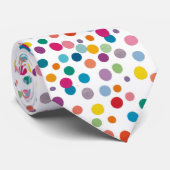 Colorful dots, white  stropdas (Opgerold)