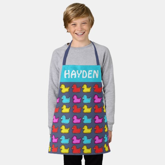 Colorful Dotty Duck Pattern Personalised  Schort (Gedragen)