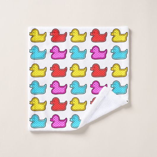 Colorful Dotty Duck Pattern White Bad Handdoek (Wasdoekje)