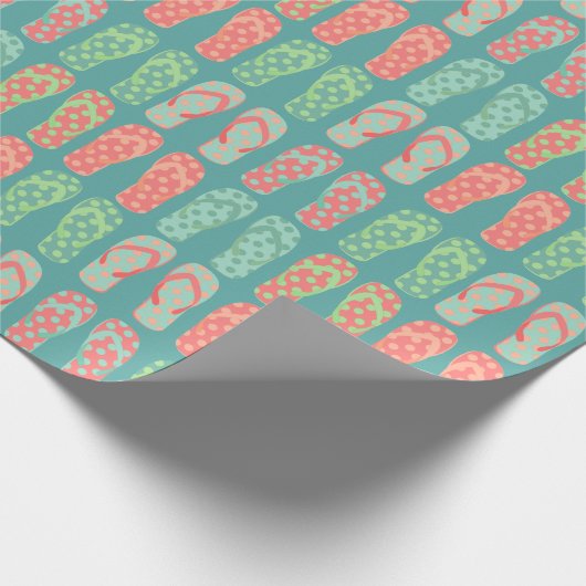 Colorful Dotty Flip Flop Pattern Teal Cadeaupapier (Hoek)