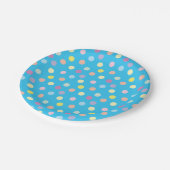 Colorful Dotty Pattern on Bright Blue Papieren Bordje (Gekanteld)