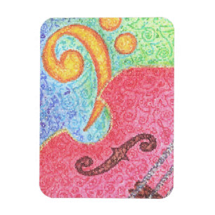 Colorful Double Bass and Clef - Magnet Magneet