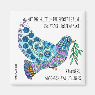 Colorful Dove w Verse over vrede (Galatiërs 5:22) Magneet