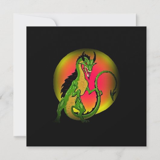 COLORFUL DRAGON IN VOLLEDIG MOON ~ ARTIJDIGE INVIT KAART (Voorkant)