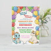 Colorful Dragon & Unicorn Double Celebration Kaart (Staand voorkant)