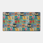 Colorful Dragonflies And Roses Patchwork Bureaumat (Voorkant)