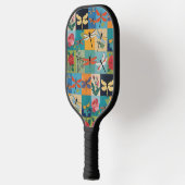 Colorful Dragonflies And Roses Patchwork Pickleball Paddle (Links)
