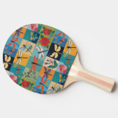 Colorful Dragonflies And Roses Patchwork Tafeltennisbatje (Zijkant)