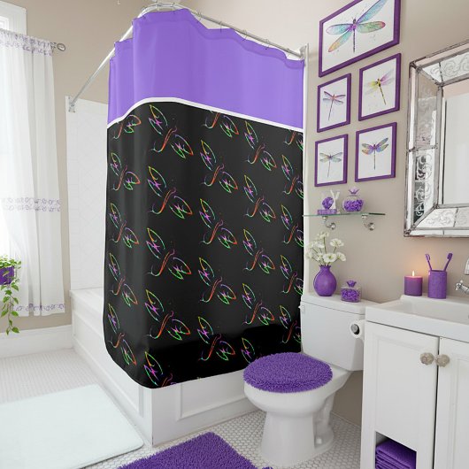 Colorful dragonflies douchegordijn