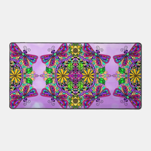Colorful Dragonflies Mandala Bureaumat (Voorkant)