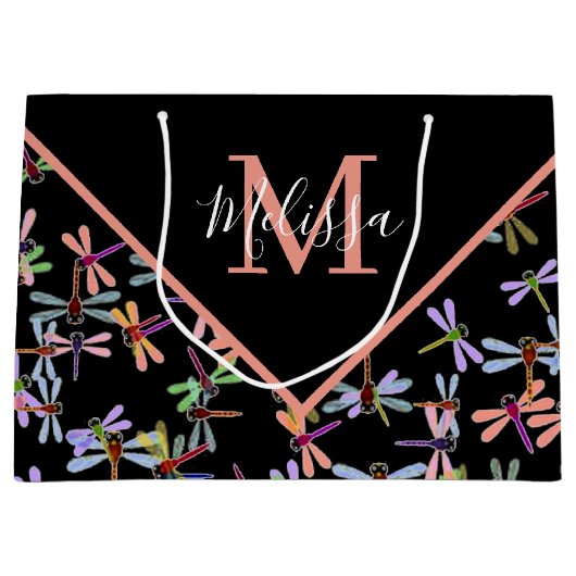 Colorful dragonflies personalized   groot cadeauzakje (Voorkant)
