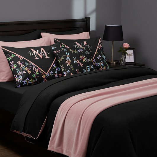 Colorful dragonflies personalized kussensloop