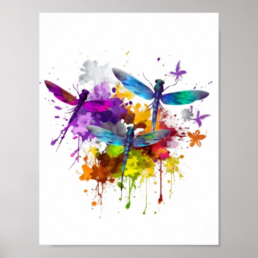 Colorful Dragonflies Poster (Voorkant)