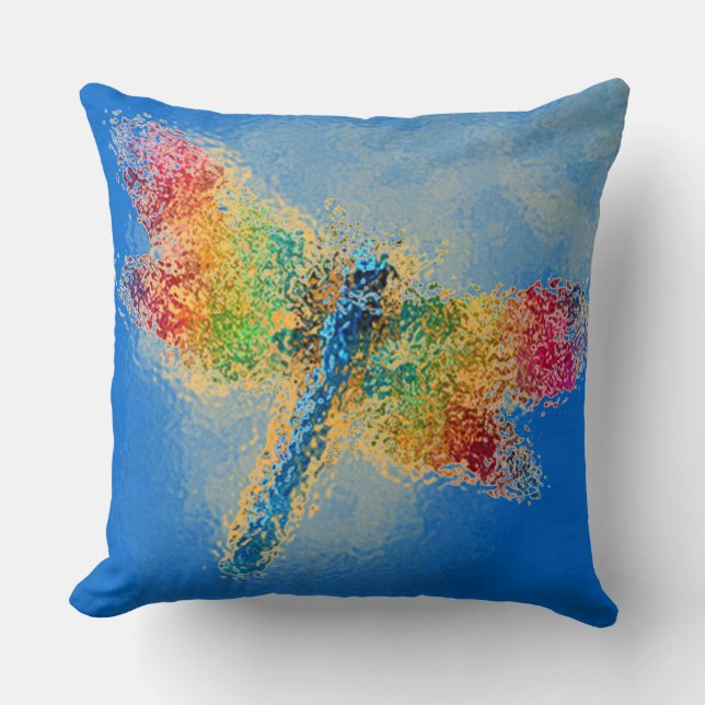Colorful Dragonfly Blue Kussen (Voorkant)