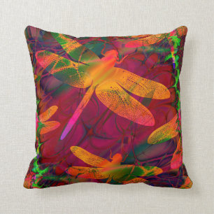 Colorful Dragonfly Gold Paars Patroon Kussen