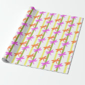 Colorful Dragonfly Pattern Bright Summer Stripe Cadeaupapier (Uitgerold)