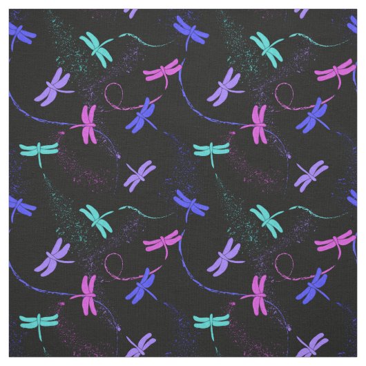 Colorful Dragonfly Pattern Fabric Stof (Swatch)