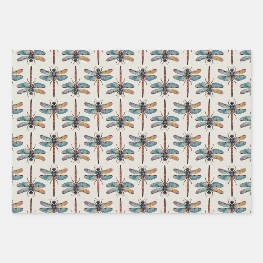Colorful Dragonfly Pattern Inpakpapier Vel (Voorkant)