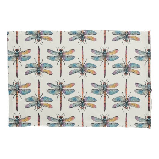 Colorful Dragonfly Pattern Kussensloop (Voorkant-Links)