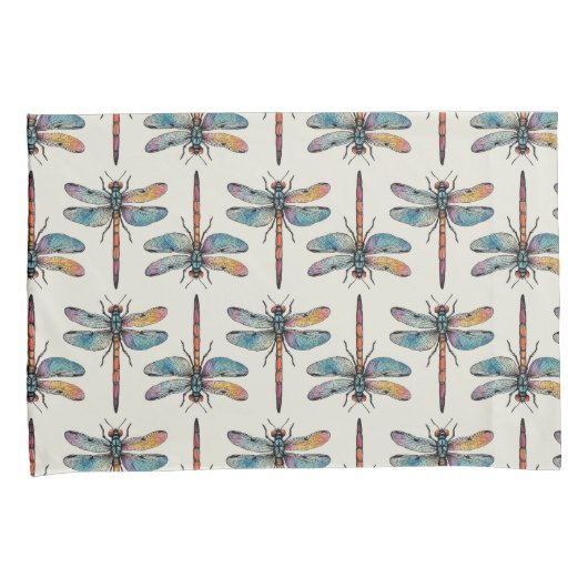 Colorful Dragonfly Pattern Kussensloop (Voorkant-Rechts)