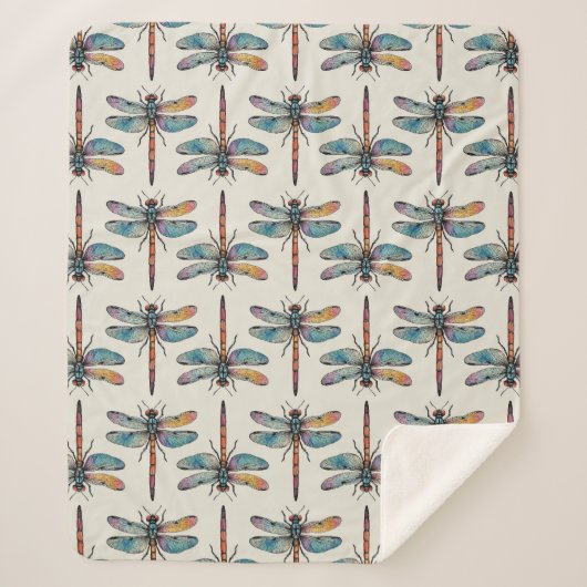 Colorful Dragonfly Pattern Sherpa Deken (Voorkant)