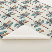 Colorful Dragonfly Pattern Sherpa Deken (3/4)