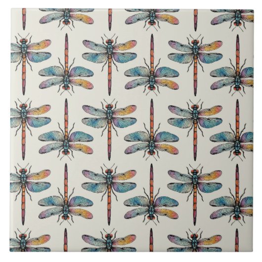 Colorful Dragonfly Pattern Tegeltje (Voorkant)