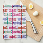 Colorful Dragonfly Pattern Theedoek (Quarter Fold)