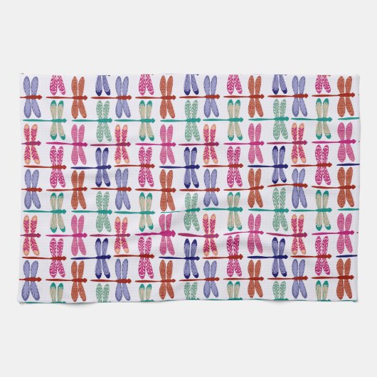 Colorful Dragonfly Pattern Theedoek (Horizontaal)