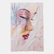 Colorful Dreams Girl Kitchen Towel Painting