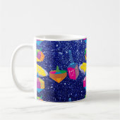 Colorful Dreidels Blue Faux Glitter Koffiemok (Links)