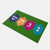 Colorful Dreidels: de joodse feestdag van Hanukkah Deurmat (Schuin)