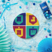 Colorful Dreidels Hanukkah Papieren Bordje (Feest)